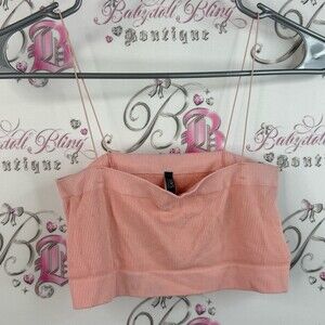 SWS cropped top, tank top, peach, orange Trendy Pink Ribbed Crop Top